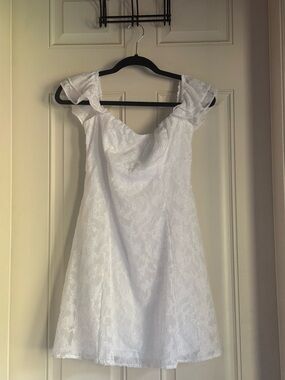 wild fable White Floral Jacquard Mini Dress
